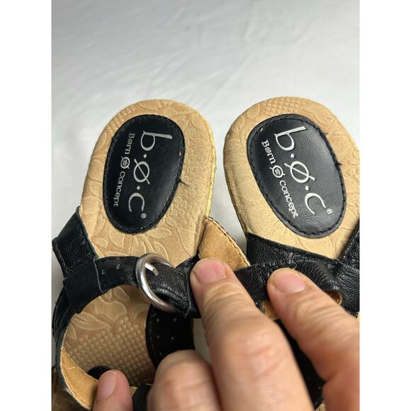 BOC Born O Concept Womens Size 8 Shoes Black Floral Slingback Wedge Sandal - Picture 6 of 15